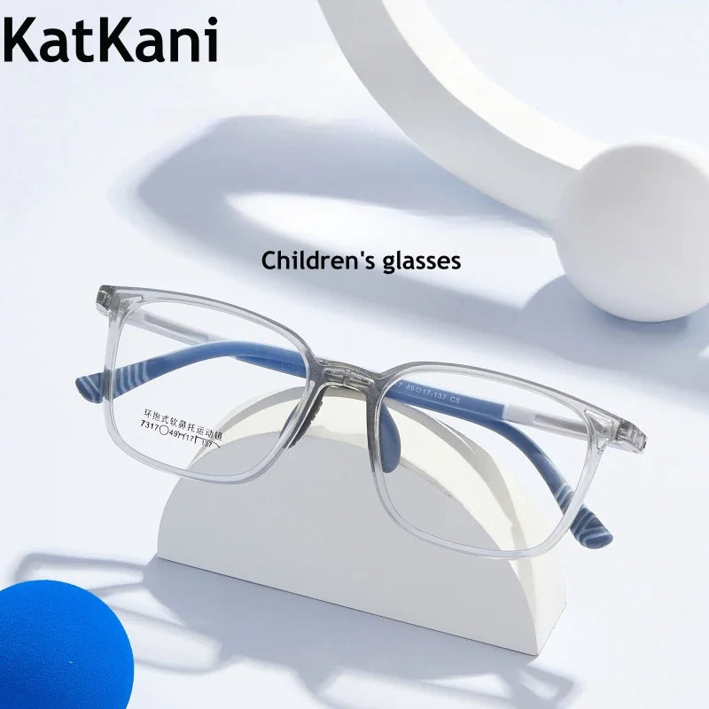 KatKani Unisex Children's Full Rim Square Tr 90 Silicone Eyeglasses 7317 Full Rim KatKani Eyeglasses   