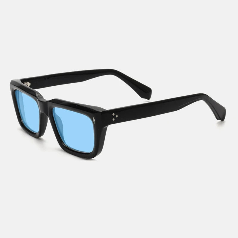 Gatenac Unisex Full Rim Square Polarized Acetate Sunglasses Mo13 Sunglasses Gatenac Black Blue  