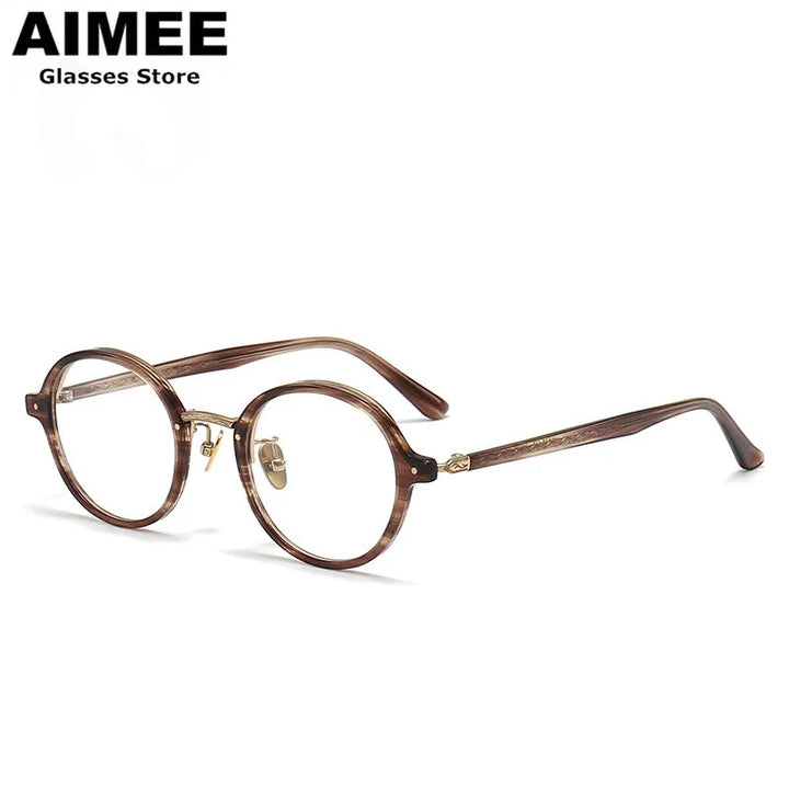 Aimee Women's Full Rim Round Titanium Acetate Eyeglasses 19646