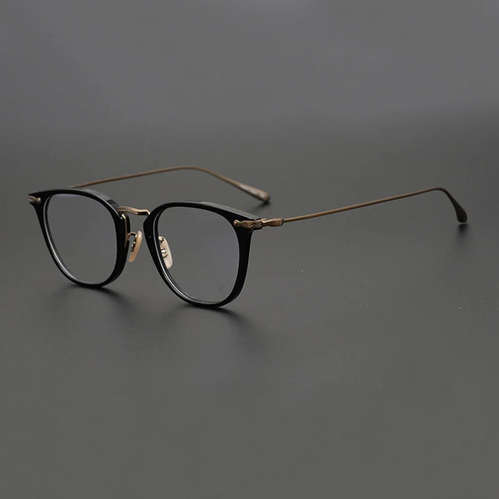 Black Mask Unisex Full Rim Titanium Acetate Square Eyeglasses 5307 Full Rim Black Mask Black  