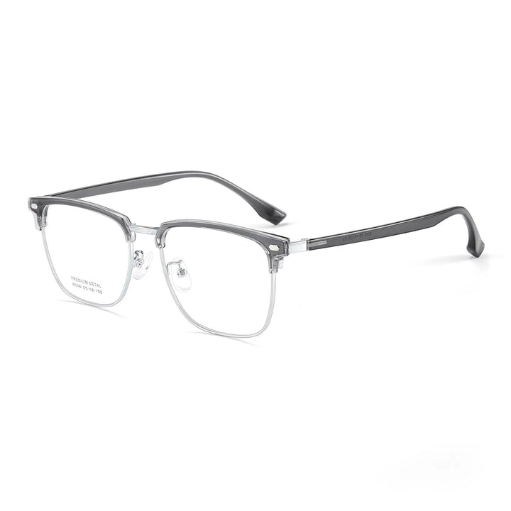 Yimaruili Men's Full Rim Square Alloy Tr 90 Eyeglasses 8038 Full Rim Yimaruili Eyeglasses Dark Gray  