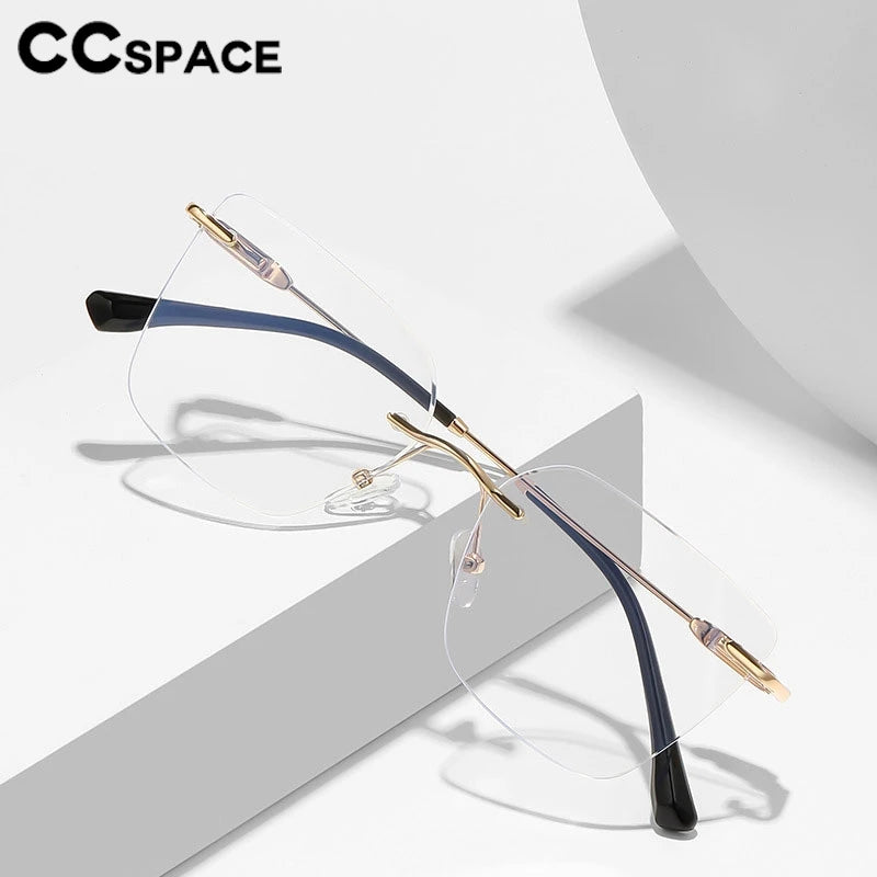 CCspace Women's Rimless Square Alloy Spring Hinge Eyeglasses 302086 Rimless CCspace   