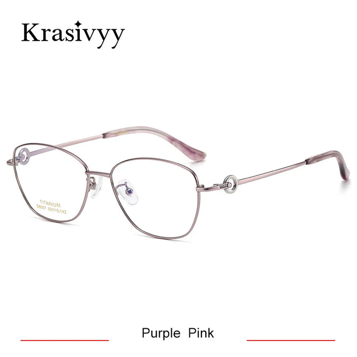 Krasivyy Women's Full Rim Oval Square Titanium Eyeglasses 6007 Full Rim Krasivyy Purple Pink  