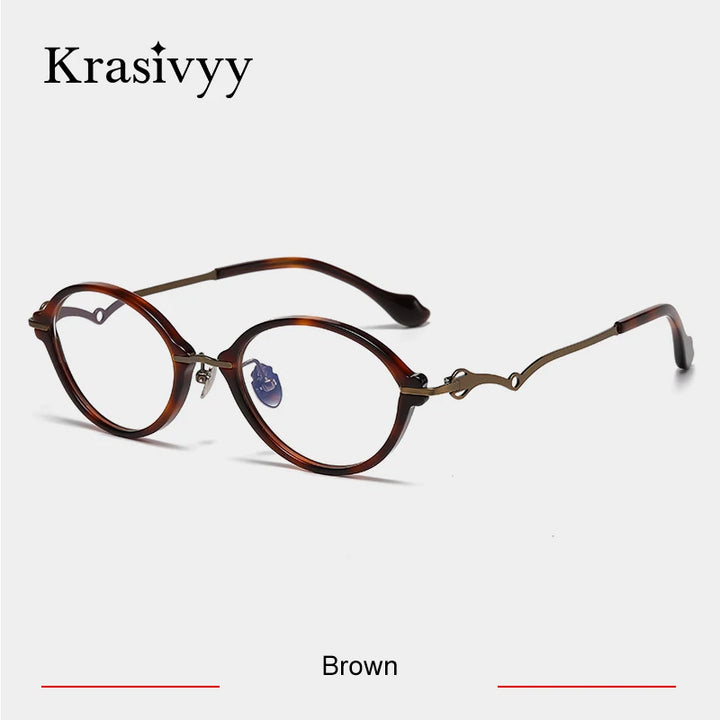 Krasivyy Women's Full Rim Oval Acetate Titanium Eyeglasses 56075