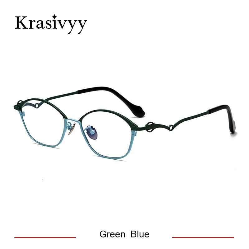 Krasivyy Unisex Full Rim Oval Square Titanium Acetate Eyeglasses 46086 Full Rim Krasivyy Green Blue