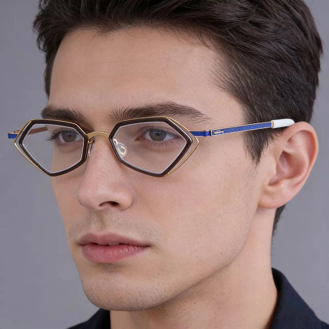 Bobbie Unisex Full Rim Geometric Titanium Eyeglasses V339-R-D