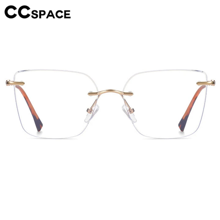 CCspace Women's Rimless Square Alloy Spring Hinge Eyeglasses 302086 Rimless CCspace   