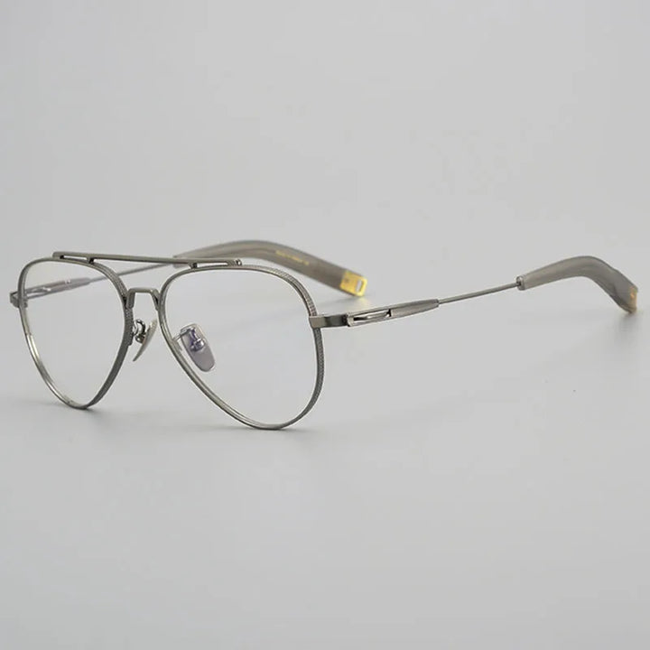 Eleccion Unisex Full Rim Oval Double Bridge Titanium Eyeglasses 942101 Full Rim Eleccion Gray