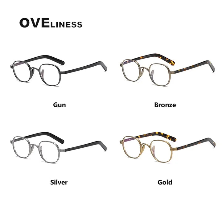 Oveliness Unisex Full Rim Flat Top Round Titanium Eyeglasses 44132 Full Rim Oveliness   