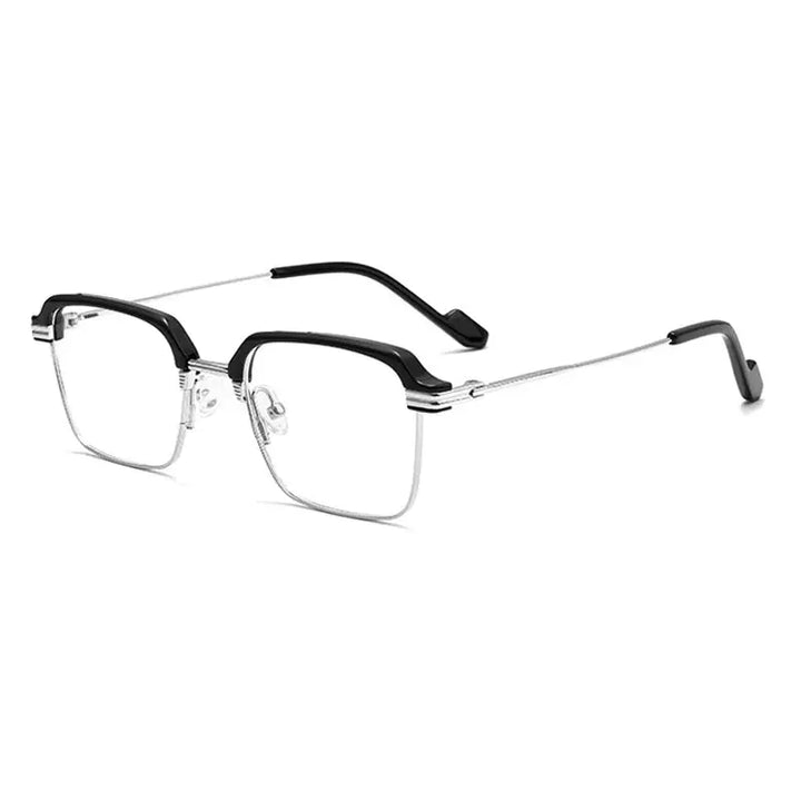 Gatenac Unisex Full Rim Polygon Square Acetate Titanium Eyeglasses 181094 FuzWeb