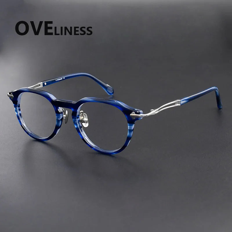 Oveliness Women's Full Rim Oval Square Acetate Titanium Eyeglasses 361389