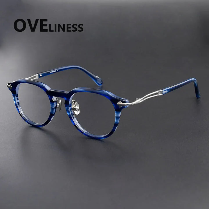 Oveliness Women's Full Rim Oval Square Acetate Titanium Eyeglasses 361389