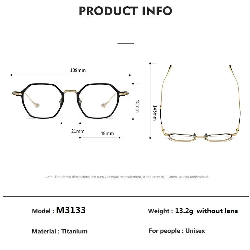 Bobbie Unisex Full Rim Flat Top Polygon Titanium Eyeglasses 893133