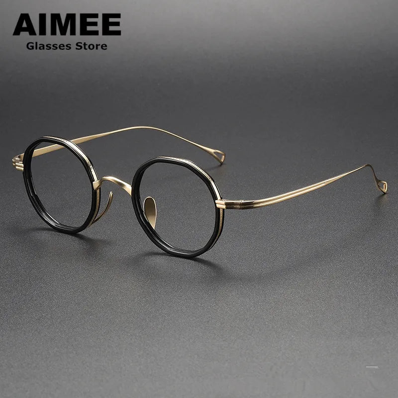 Aimee Unisex Full Rim Round Titanium Acetate Eyeglasses 80871 Full Rim Aimee   