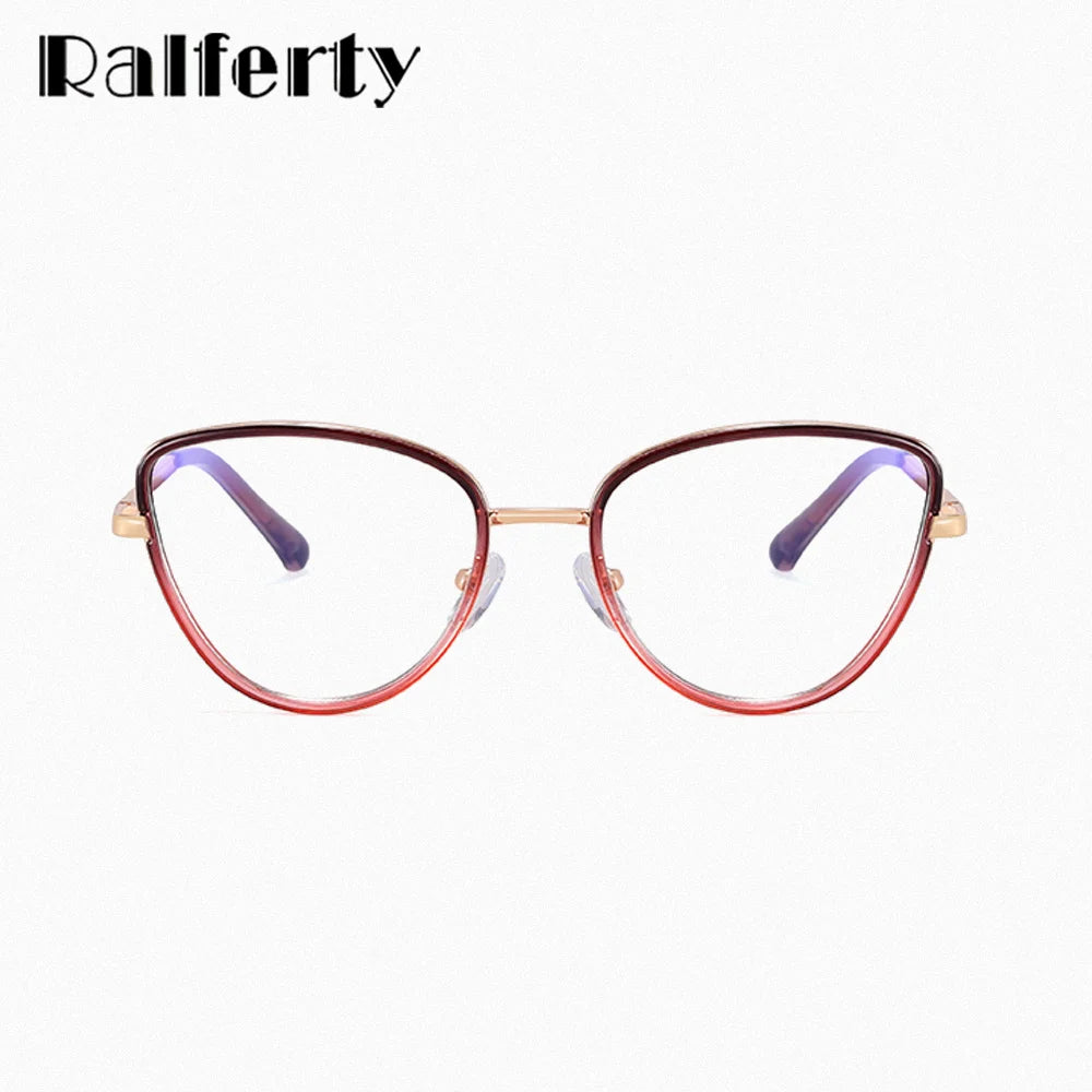 Ralferty Youth's Unisex Full Rim Cat Eye Tr 90 Alloy Eyeglasses 991012 Full Rim Ralferty   