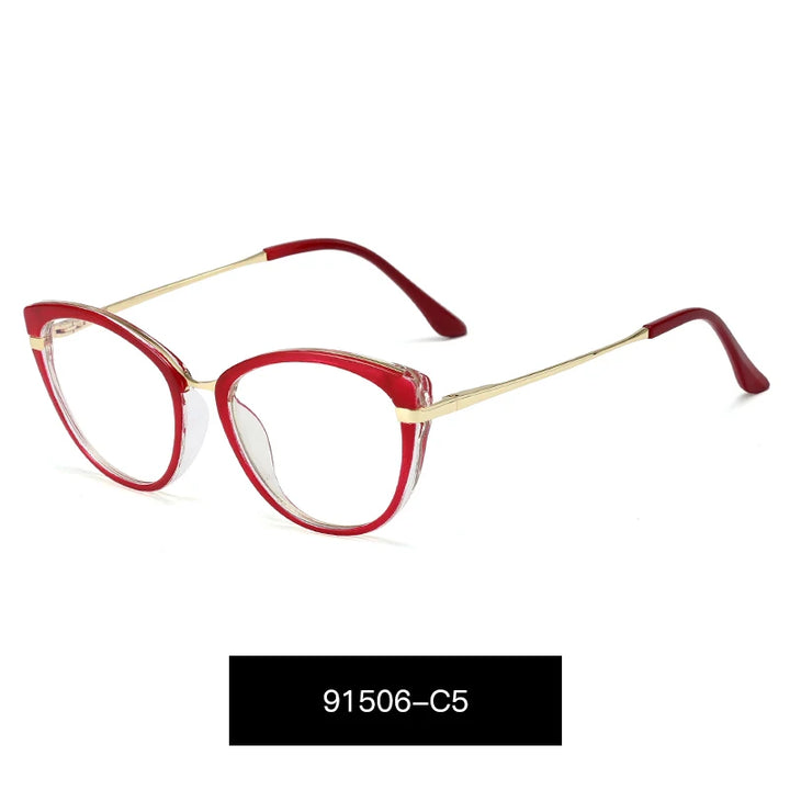 Handoer Women's Full Rim Oval Cat Eye Tr 90 Alloy Eyeglasses 91506
