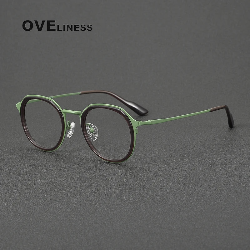 Oveliness Women's Full Rim Oval Acetate Titanium Eyeglasses 41100 Full Rim Oveliness green