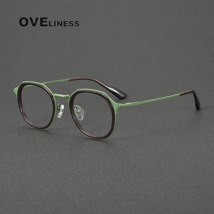 Oveliness Women's Full Rim Oval Acetate Titanium Eyeglasses 41100 Full Rim Oveliness green