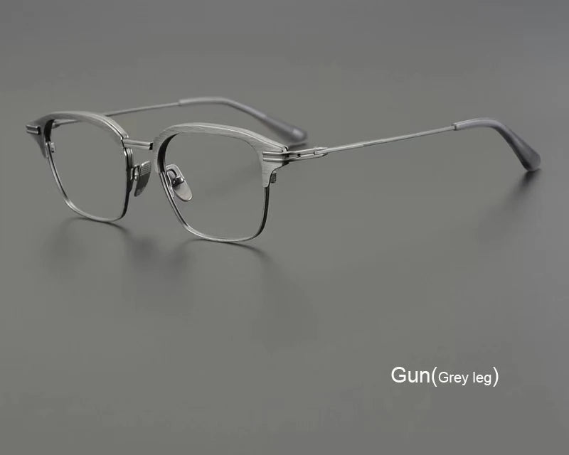 Aimee Men's Full Rim Square Titanium Acetate Eyeglasses 4142 Full Rim Aimee Silver  