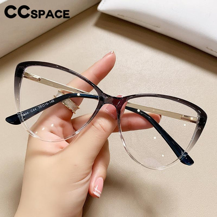 CCSpace Women's Full Rim Square Cat Eye Tr 90 Titanium Eyeglasses 56741 Full Rim CCspace   