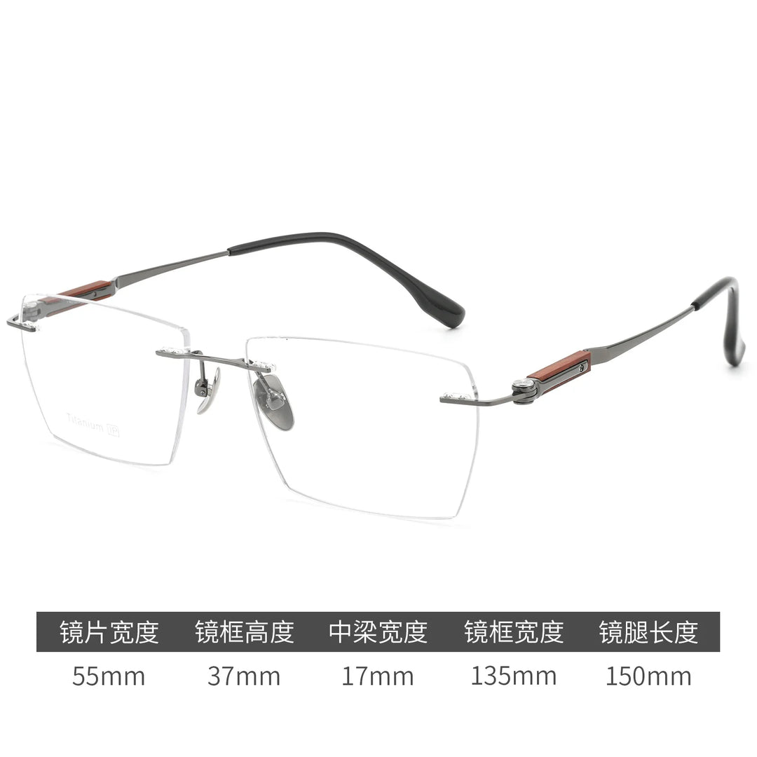 Bclear Men Rimless Square Titanium Eyeglasses BSF-18330T