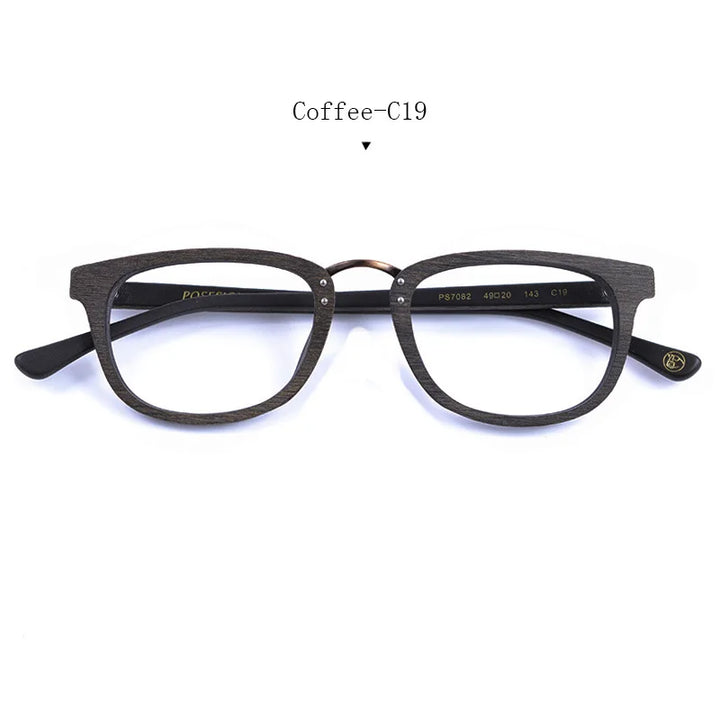 Hdcrafter Women's Full Rim Square Wood Alloy Eyeglasses 87082