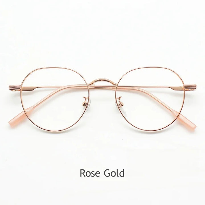 KatKani Women's Full Rim Oval Alloy Eyeglasses 31217 Full Rim KatKani Eyeglasses Rose Gold  