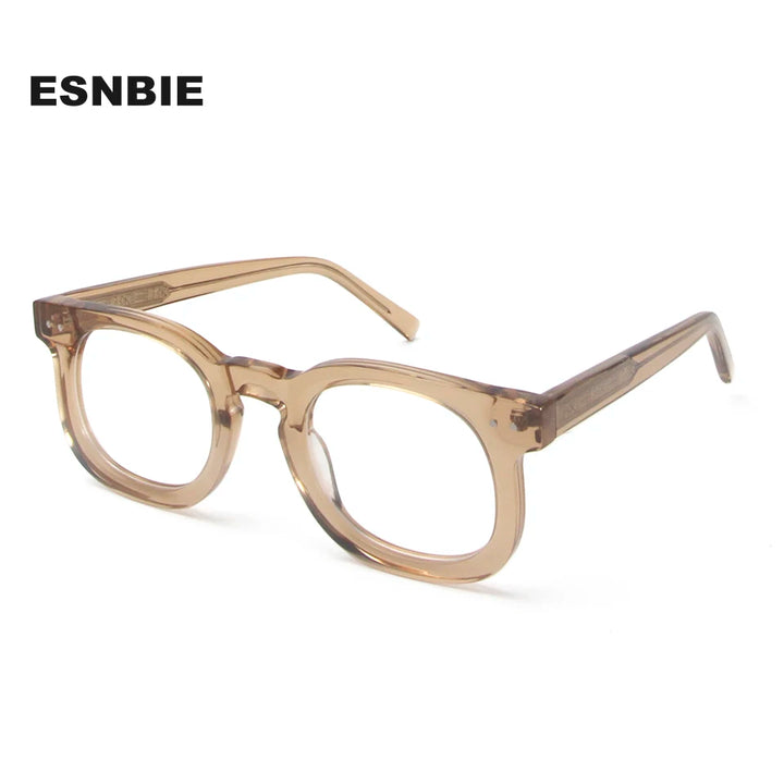 Esnbie Unisex Full Rim Oval Square Thick Acetate Eyeglasses 230359