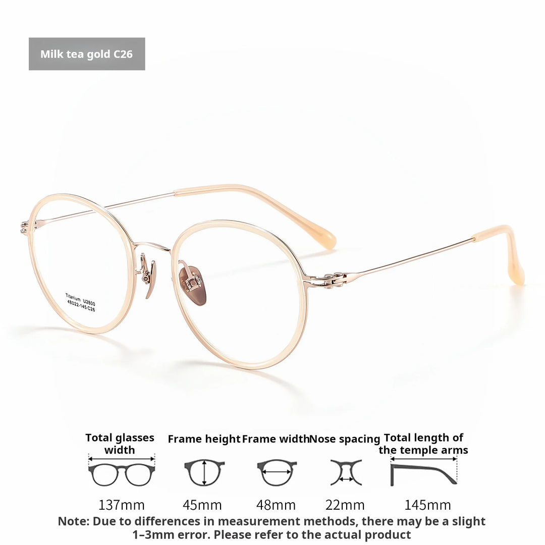 Xbora Unisex Full Rim Round Titanium &amp; Acetate Eyeglasses 2800 — view 6 | Xbora at FuzWeb