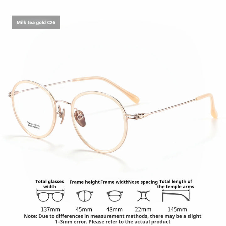 Xbora Unisex Full Rim Round Titanium &amp; Acetate Eyeglasses 2800 — view 6 | Xbora at FuzWeb