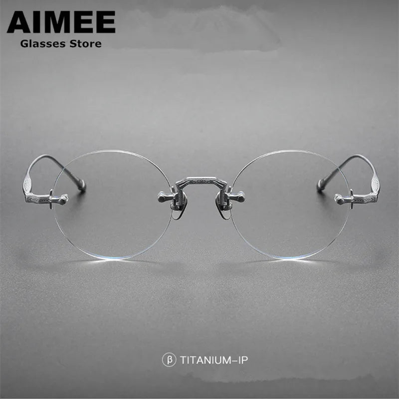 Aimee Men's Rimless Round Titanium Eyeglasses 3105 Rimless Aimee   