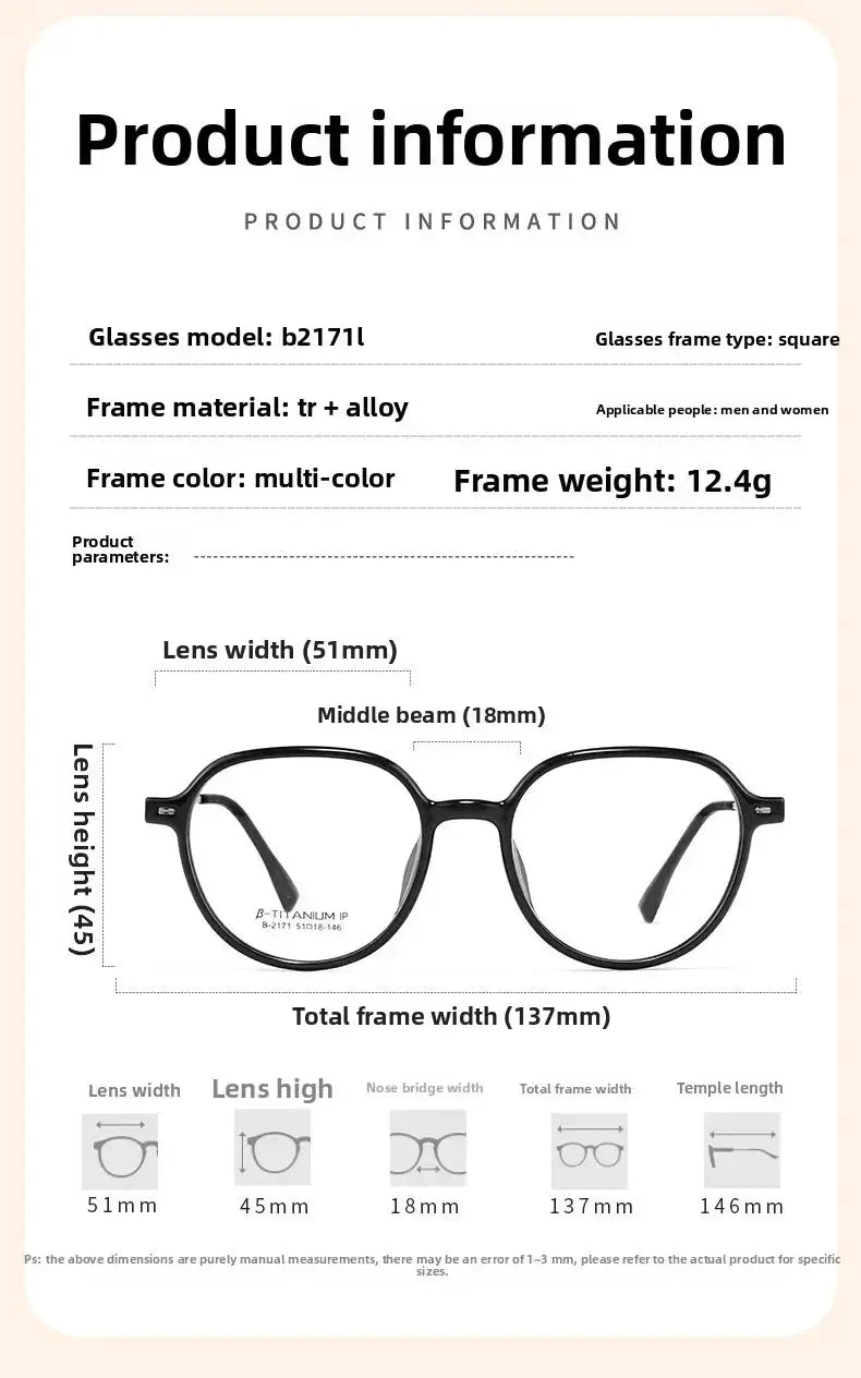 Gmei 217100 Women's Full Rim Polygon Oval Tr 90 Titanium Alloy Frames FuzWeb