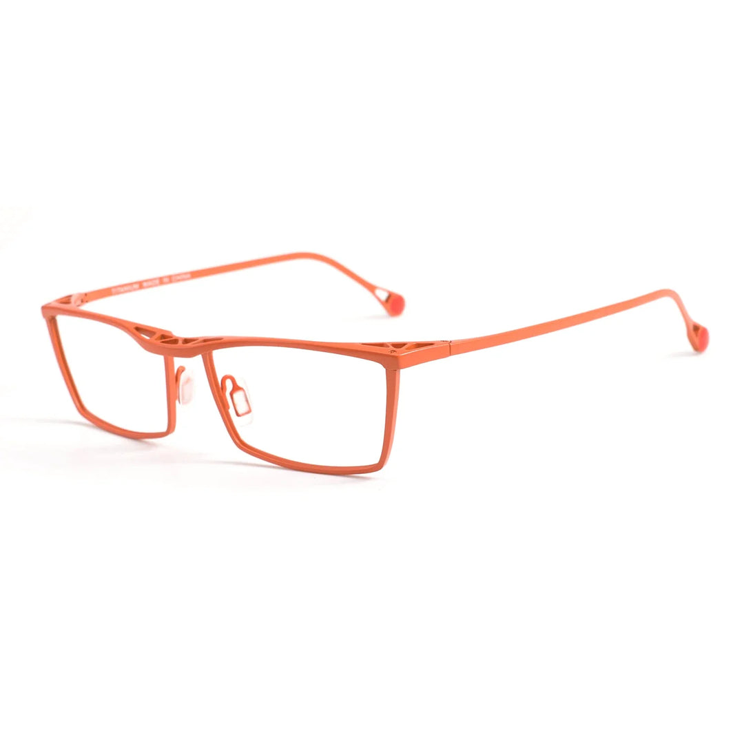 Aror Unisex Full Rim Square Brow Line Titanium Eyeglasses 18212 Full Rim Aror Red