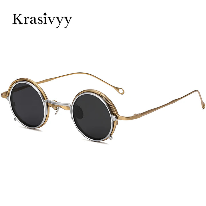Krasivyy Unisex Round Titanium Prescription Eyeglasses with Clip-On ARLT5975 - view 3
