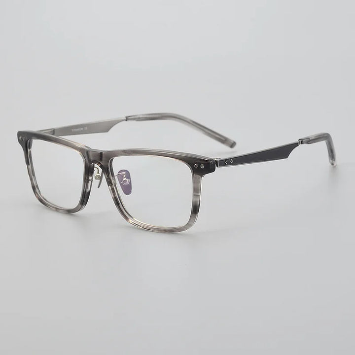 Hewei Unisex Full Rim Square Acetate Titanium Eyeglasses 13112 Full Rim Hewei C3  