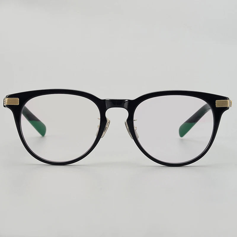 Black Mask Unisex Full Rim Titanium Round Acetate Eyeglasses At11 Full Rim Black Mask   