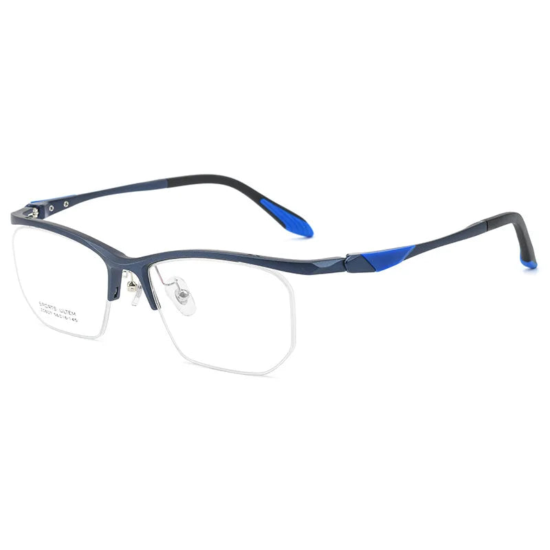 Yimaruili Unisex Semi Rim Classic Pure Titanium Eyeglasses CZ807 — view 3 | Yimaruili at FuzWeb