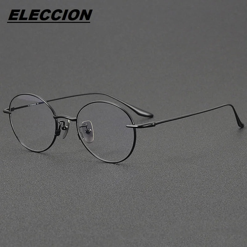 Eleccion Women's Full Rim Round Titanium Eyeglasses 24158 Full Rim Eleccion Black CHINA