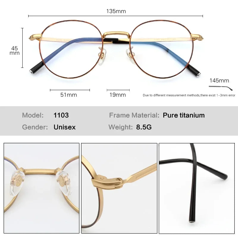 Aror Women's Full Rim Round Oval Titanium Eyeglasses 191103