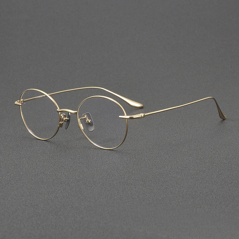 Black Mask Women's Full Rim Small Round Titanium Eyeglasses 4158 Full Rim Black Mask Gold  