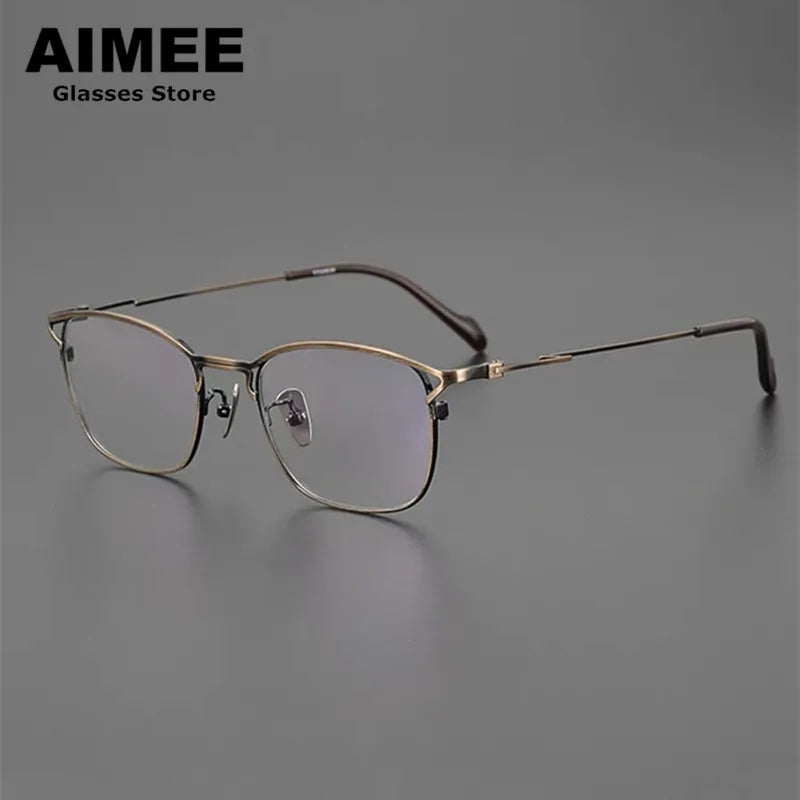 Aimee Unisex Full Rim Square Titanium Eyeglasses 250045 Full Rim Aimee Bronze  