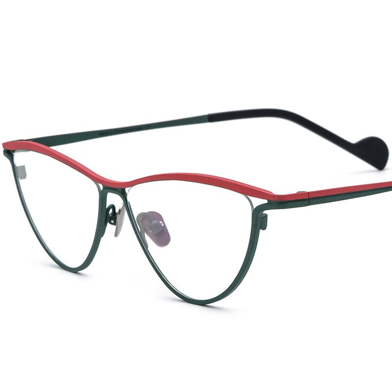 CCSpace Unisex Full Rim Oval Cat Eye Titanium Eyeglasses 56127 Full Rim CCspace RedGreen China 