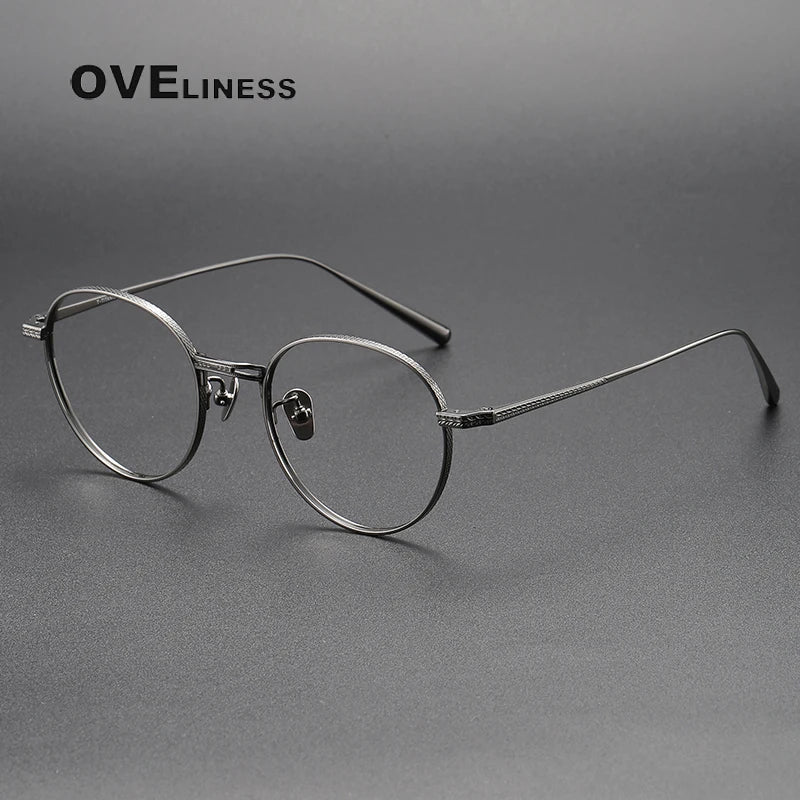 Oveliness Women's Full Rim Oval Round Titanium Eyeglasses 3017 Full Rim Oveliness gun  