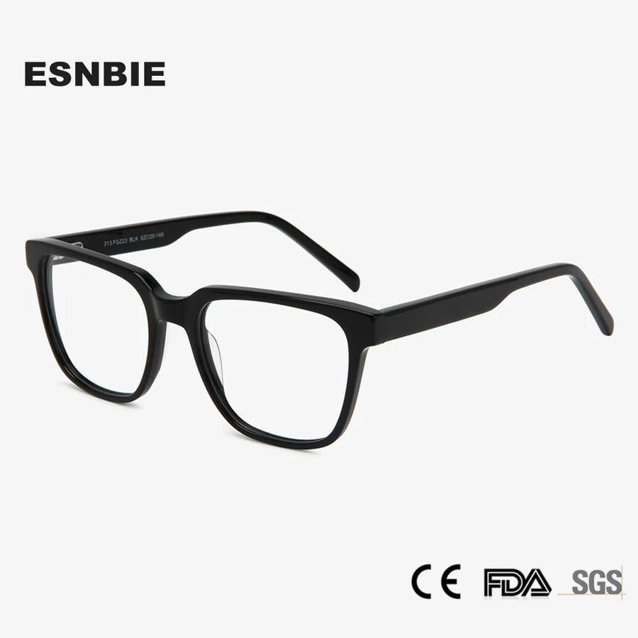 Esnbie Unisex Full Rim Square Brow Line Acetate Eyeglasses 31323 Full Rim Esnbie   