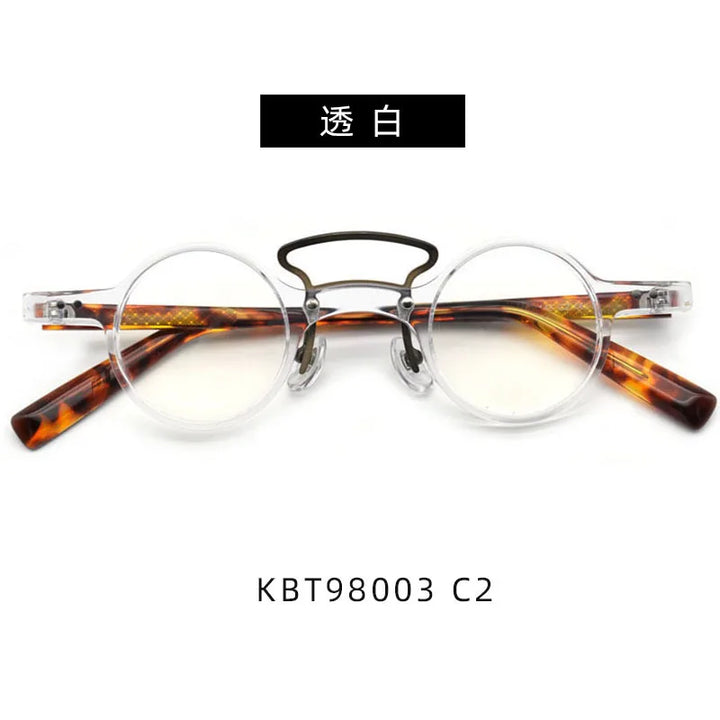 Cubojue Unisex Full Rim Round Double Bridge Acetate Titanium Reading Glasses 98003