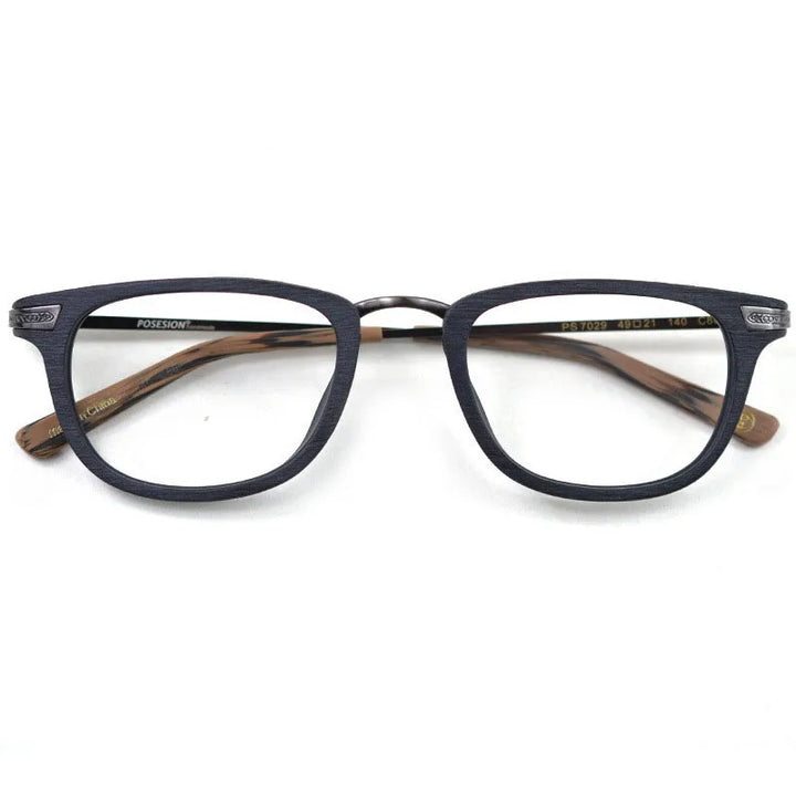 Hdcrafter Women's Full Rim Square Wood Alloy Eyeglasses 57029