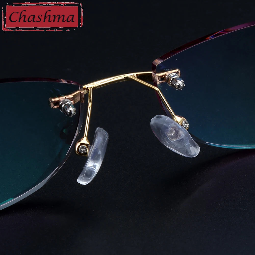 Chashma Women's Rimless Cat Eye Oval Titanium Alloy Eyeglasses 58061 Rimless Chashma   