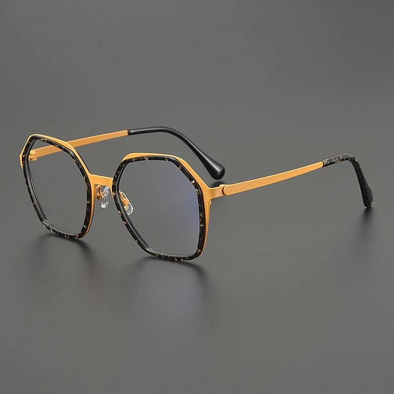 Nobler Unisex Full Rim Big Polygon Square Titanium Eyeglasses 48295