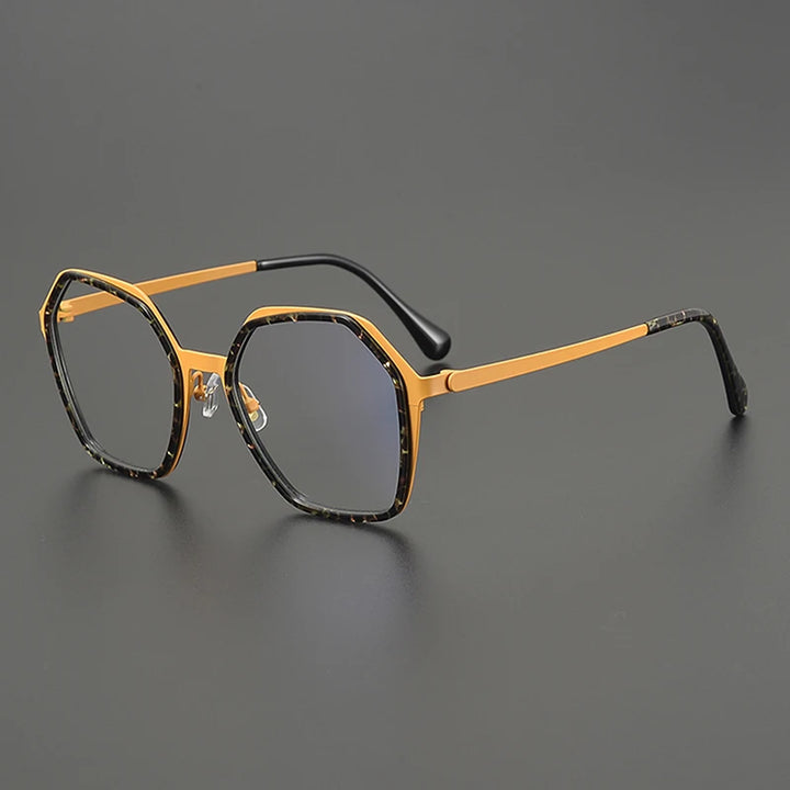 Nobler Unisex Full Rim Big Polygon Square Titanium Eyeglasses 48295