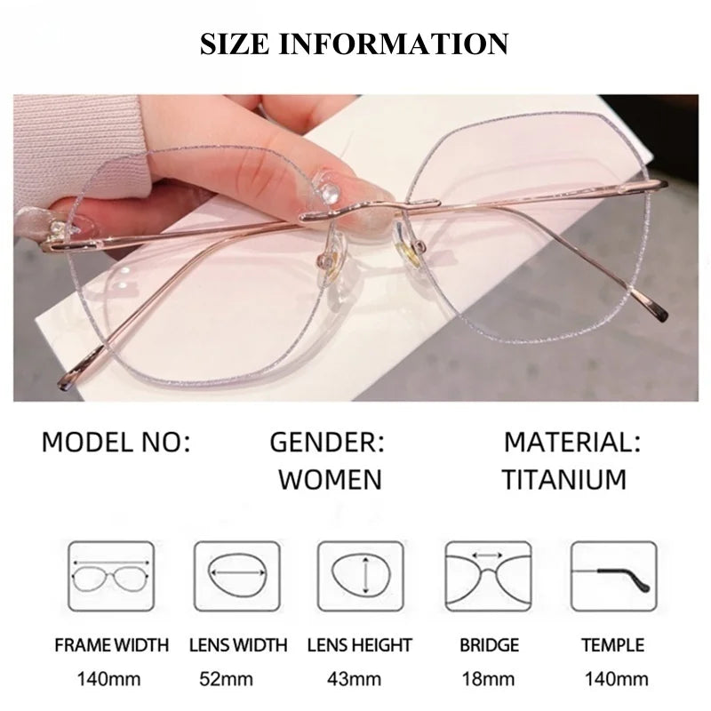 Summer Flower Women's Rimless Polygon Oval Titanium Eyeglasses 431852